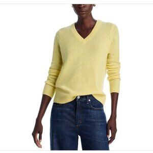 C by Bloomingdale's Women Cashmere Knit V-neck Sweater Size XS  Buttercup Yellow